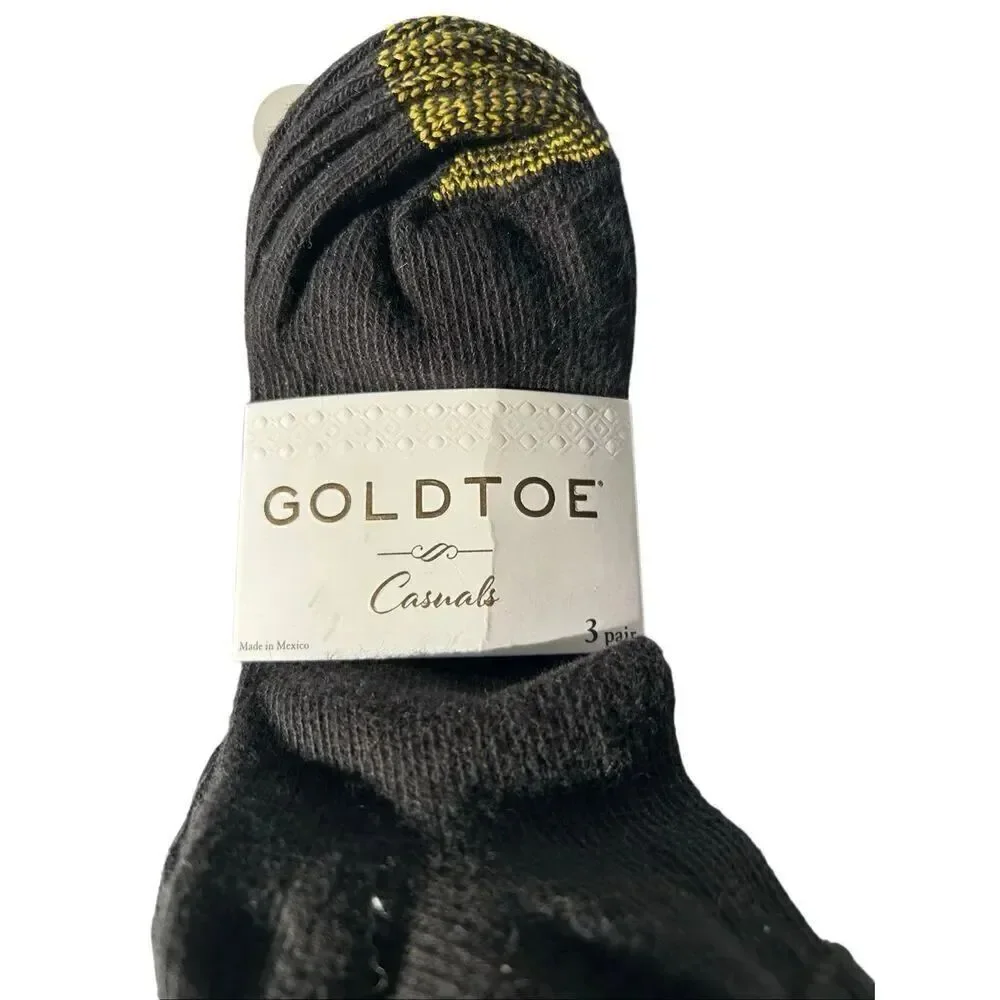 New Women's Gold Toe Bermuda Turn Cuff Black Socks Size 6-9 Style 3524